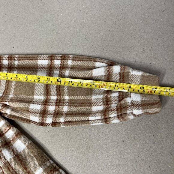 Love Tree Jacket Womens Small Tan Brown White Plaid Overshirt Shacket Fleece - Picture 4 of 11